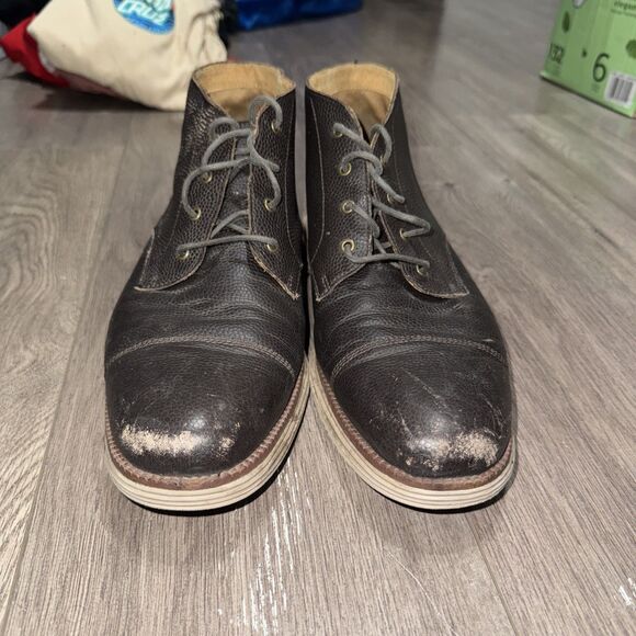 Cole Haan Grand OS Chukka Boots Men's 11M Brown Pebbled Leather Cap Toe Comfort - Picture 2 of 7